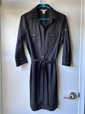 White House Black Market Black Collared Shirt Dress